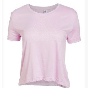 NWT Adidas pink & White Badge of Sport Crop Tee -L